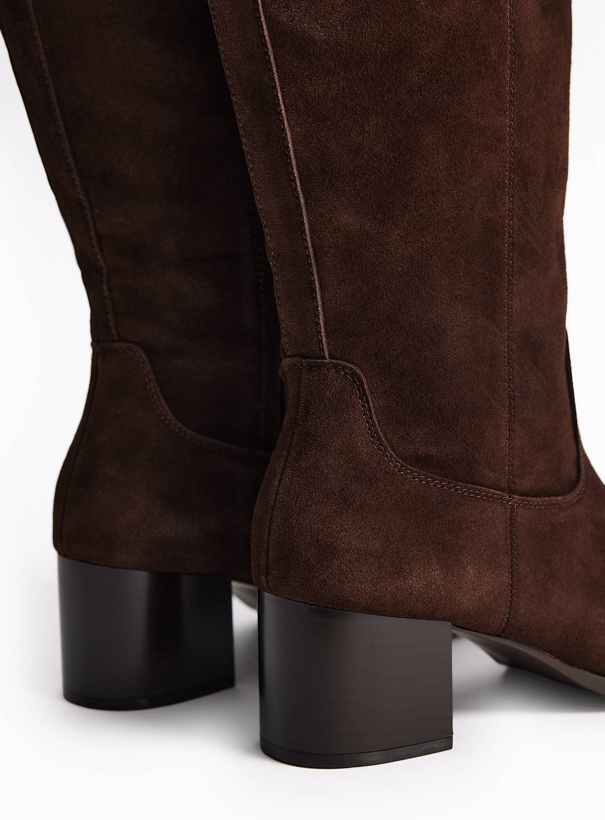 Brown Faux Suede Knee High Boots 4 - Image 4